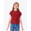 Haloumoning Girls Tops Summer Cute Vest Kids Cap Sleeve Crewneck Tanks Knit Loose Tops with Pocket 5-14 Years(Red)