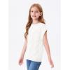 Haloumoning Girls Tops Summer Cute Vest Kids Cap Sleeve Crewneck Tanks Knit Loose Tops with Pocket 5-14 Years(White)