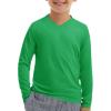 Haloumoning Boys Long Sleeve Shirts Dry Fit Athletic T Shirts for Teens Kids V-Neck Comfy Tops Tees 5-14 Years(Green)