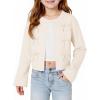 Haloumoning Girls Cropped Cardigan Sweater Kids Cute Bow Long Sleeve Knitted Sweaters Tops 5-14 Years(Off-white)