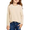 Haloumoning Girls Long Sleeve Shirts Kids Crewneck T-Shirts Tops Cute Fall Blouse Tees 5-14 Years(Apricot)