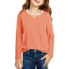 Haloumoning Girls Long Sleeve Shirts Kids Crewneck T-Shirts Tops Cute Fall Blouse Tees 5-14 Years(Orange)