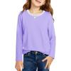 Haloumoning Girls Long Sleeve Shirts Kids Crewneck T-Shirts Tops Cute Fall Blouse Tees 5-14 Years(Purple)