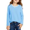 Haloumoning Girls Long Sleeve Shirts Kids Crewneck T-Shirts Tops Cute Fall Blouse Tees 5-14 Years(Sky Blue)