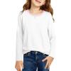 Haloumoning Girls Long Sleeve Shirts Kids Crewneck T-Shirts Tops Cute Fall Blouse Tees 5-14 Years(White)