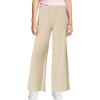 Haloumoning Girls Solid Rib Knit Wide Leg Pants Elastic Waist Flowy Casual Sweater Pants 5-14 Years(Khaki)