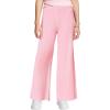 Haloumoning Girls Solid Rib Knit Wide Leg Pants Elastic Waist Flowy Casual Sweater Pants 5-14 Years(Pink)