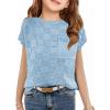 Haloumoning Girls Tops Summer Cute Vest Kids Cap Sleeve Crewneck Tanks Knit Loose Tops with Pocket 5-14 Years(Blue)