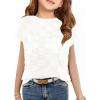 Haloumoning Girls Tops Summer Cute Vest Kids Cap Sleeve Crewneck Tanks Knit Loose Tops with Pocket 5-14 Years(White)