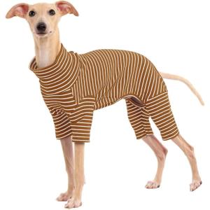 Dog Sweaters for Small Dogs Girls Boys, Striped Pet Sweaters for Fall Winter Dog Clothes, Turtleneck Pullover Knitwear for Small Medium Large Dogs(Brown)