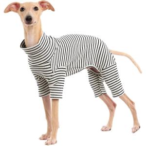 Dog Sweaters for Small Dogs Girls Boys, Striped Pet Sweaters for Fall Winter Dog Clothes, Turtleneck Pullover Knitwear for Small Medium Large Dogs(White)