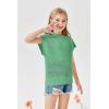 Haloumoning Girls Short Sleeve T Shirt Crewneck Knit Crop Top Hollow Out Pullovers Sweater 5-14 Years(Green)