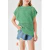 Haloumoning Girls Short Sleeve T Shirt Crewneck Knit Crop Top Hollow Out Pullovers Sweater 5-14 Years(Green)