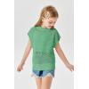 Haloumoning Girls Short Sleeve T Shirt Crewneck Knit Crop Top Hollow Out Pullovers Sweater 5-14 Years(Green)