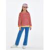 Haloumoning Girls Striped Crewneck Sweatshirt Kids Long Sleeve Oversized Fashion Pullover Tops Fall Clothes 5-14 Years(Rose Red)