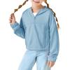 Girls Half Zip Up Hoodies Kids Fashion Loose Hooded Sweatshirts with Pockets 3-14 Years(Blue)
