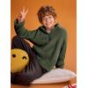 Haloumoning Boys Fleece Sherpa Jacket Quarter Zip Pullover Sweatshirt for Kids with Pockets 5-14 Years(Army Green)