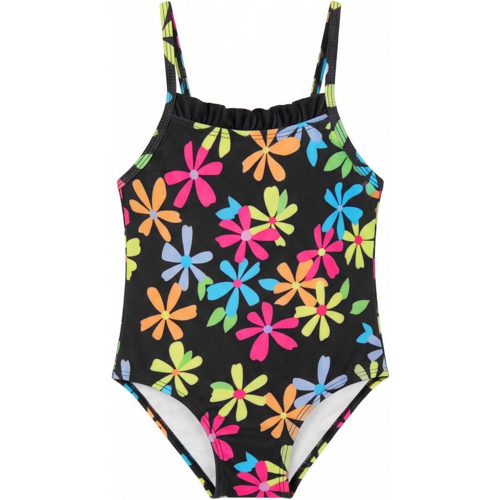 image:imageToddler Baby Girl One Piece Swimsuit Little Kids Cute Floral Adjustable Strap Bathing Suit Swimwear 9M8YBlack