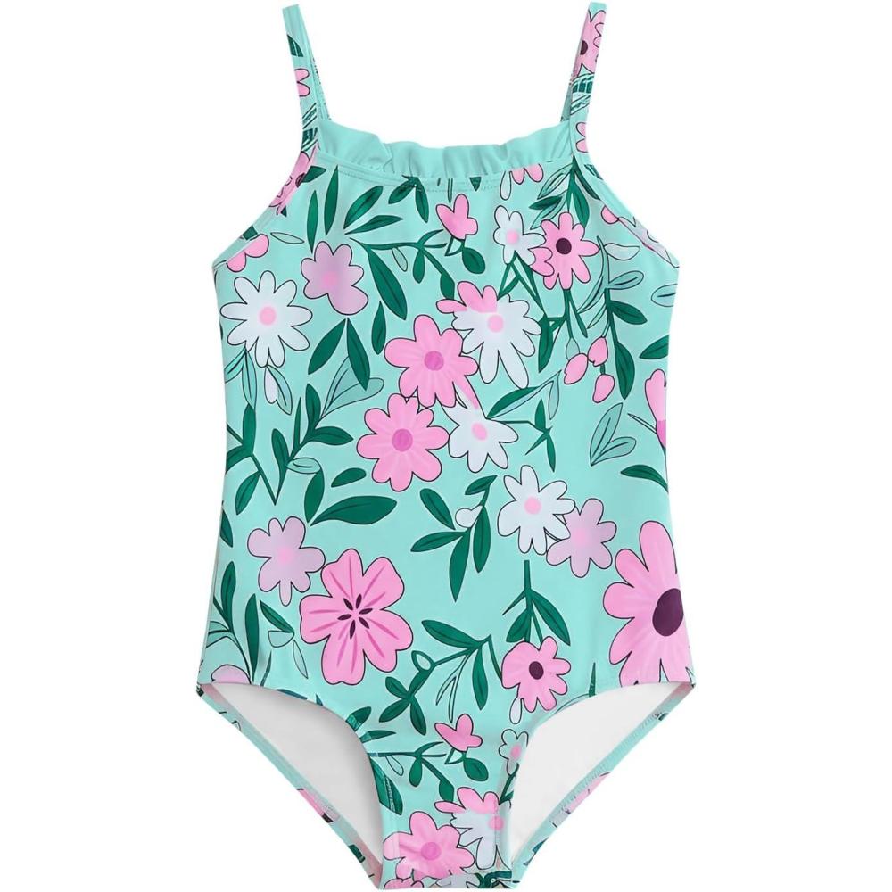 image:imageToddler Baby Girl One Piece Swimsuit Little Kids Cute Floral Adjustable Strap Bathing Suit Swimwear 9M8YMint Green