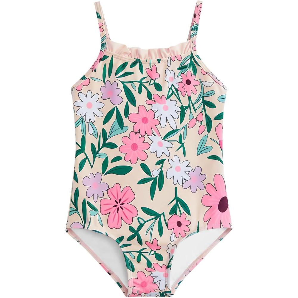 image:imageToddler Baby Girl One Piece Swimsuit Little Kids Cute Floral Adjustable Strap Bathing Suit Swimwear 9M8YPink