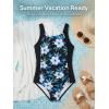 Haloumoning Girl Swimsuit Kids Ruched Adjustable Straps One Piece Bathing Suit Cute Printed Quick Dry Swimwear 5-14 Years(Black)