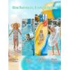 Haloumoning Girl Swimsuit Kids Ruched Adjustable Straps One Piece Bathing Suit Cute Printed Quick Dry Swimwear 5-14 Years(Blue Green)