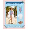 Haloumoning Girl Swimsuit Kids Ruched Adjustable Straps One Piece Bathing Suit Cute Printed Quick Dry Swimwear 5-14 Years(Lake Blue)