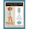 Haloumoning Girl Swimsuit Kids Ruched Adjustable Straps One Piece Bathing Suit Cute Printed Quick Dry Swimwear 5-14 Years(White)