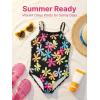 Toddler Baby Girl One Piece Swimsuit Little Kids Cute Floral Adjustable Strap Bathing Suit Swimwear 9M-8Y(Black)