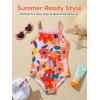 Toddler Baby Girl One Piece Swimsuit Little Kids Cute Floral Adjustable Strap Bathing Suit Swimwear 9M-8Y(Dark Pink)