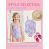 Toddler Baby Girl One Piece Swimsuit Little Kids Cute Floral Adjustable Strap Bathing Suit Swimwear 9M-8Y(Light Pink)