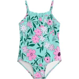 Toddler Baby Girl One Piece Swimsuit Little Kids Cute Floral Adjustable Strap Bathing Suit Swimwear 9M-8Y(Mint Green)