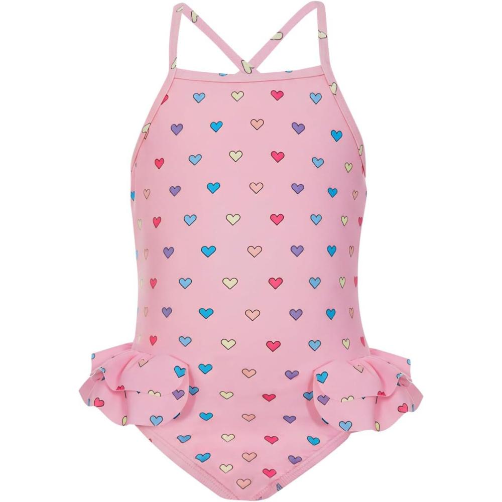 image:imageHaloumoning Toddler Baby Girls Swimsuit Kids Ruffled One Piece Colorful Bathing Suits Summer Beach Swimwear 9M8YPink