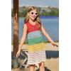 Haloumoning Girls Color Block Crochet Knit Swim Cover up Kids Summer Sleeveless Beach Dress 5-14 Years(Red)