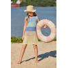 Haloumoning Girls Color Block Crochet Knit Swim Cover up Kids Summer Sleeveless Beach Dress 5-14 Years(Sky Blue)
