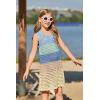 Haloumoning Girls Color Block Crochet Knit Swim Cover up Kids Summer Sleeveless Beach Dress 5-14 Years(Sky Blue)