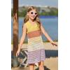 Haloumoning Girls Color Block Crochet Knit Swim Cover up Kids Summer Sleeveless Beach Dress 5-14 Years(Yellow)