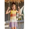 Haloumoning Girls Color Block Crochet Knit Swim Cover up Kids Summer Sleeveless Beach Dress 5-14 Years(Yellow)