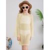 Haloumoning Girls Crochet Long Sleeve Beach Cover Up Kids Fashion Hollow Out Swimwear with Split Hem 5-14 Years(Apricot)