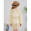 Haloumoning Girls Crochet Long Sleeve Beach Cover Up Kids Fashion Hollow Out Swimwear with Split Hem 5-14 Years(Apricot)