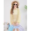 Haloumoning Girls Crochet Long Sleeve Beach Cover Up Kids Fashion Hollow Out Swimwear with Split Hem 5-14 Years(Apricot)