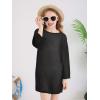Haloumoning Girls Crochet Long Sleeve Beach Cover Up Kids Fashion Hollow Out Swimwear with Split Hem 5-14 Years(Black)