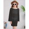 Haloumoning Girls Crochet Long Sleeve Beach Cover Up Kids Fashion Hollow Out Swimwear with Split Hem 5-14 Years(Black)