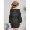 Haloumoning Girls Crochet Long Sleeve Beach Cover Up Kids Fashion Hollow Out Swimwear with Split Hem 5-14 Years(Black)