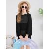 Haloumoning Girls Crochet Long Sleeve Beach Cover Up Kids Fashion Hollow Out Swimwear with Split Hem 5-14 Years(Black)