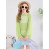 Haloumoning Girls Crochet Long Sleeve Beach Cover Up Kids Fashion Hollow Out Swimwear with Split Hem 5-14 Years(Light Green)