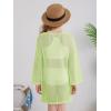 Haloumoning Girls Crochet Long Sleeve Beach Cover Up Kids Fashion Hollow Out Swimwear with Split Hem 5-14 Years(Light Green)