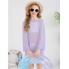 Haloumoning Girls Crochet Long Sleeve Beach Cover Up Kids Fashion Hollow Out Swimwear with Split Hem 5-14 Years(Light Purple)