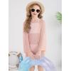 Haloumoning Girls Crochet Long Sleeve Beach Cover Up Kids Fashion Hollow Out Swimwear with Split Hem 5-14 Years(Pink)