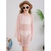 Haloumoning Girls Crochet Long Sleeve Beach Cover Up Kids Fashion Hollow Out Swimwear with Split Hem 5-14 Years(Pink)
